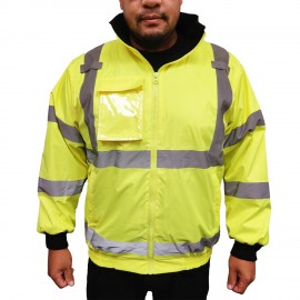 3C Products ANSI Class 3 Safety Bomber Jacket Safety Yellow with Logo