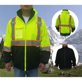 3C Products ANSI Class 3 Bomber Safety Jacket w/Fleece Jacket Safety Yellow/ Black Bottom with Logo