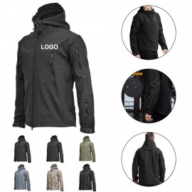 Logo Branded Men's Outdoor Waterproof Hooded Tactical Jacket  Logo Branded Men