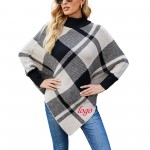 Customized Knitted Checked Pullover Cape Sweater