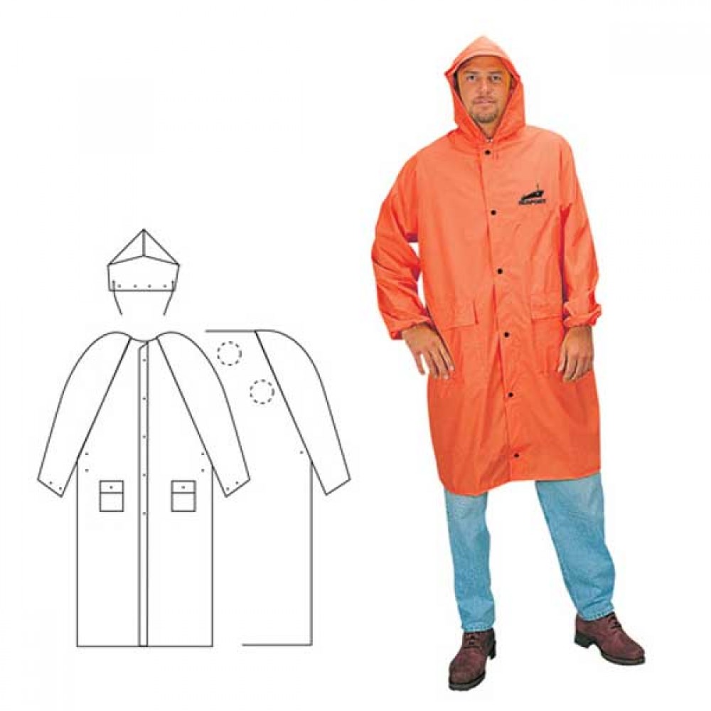 PVC Polyester 2 Piece Orange Rainsuit with Logo