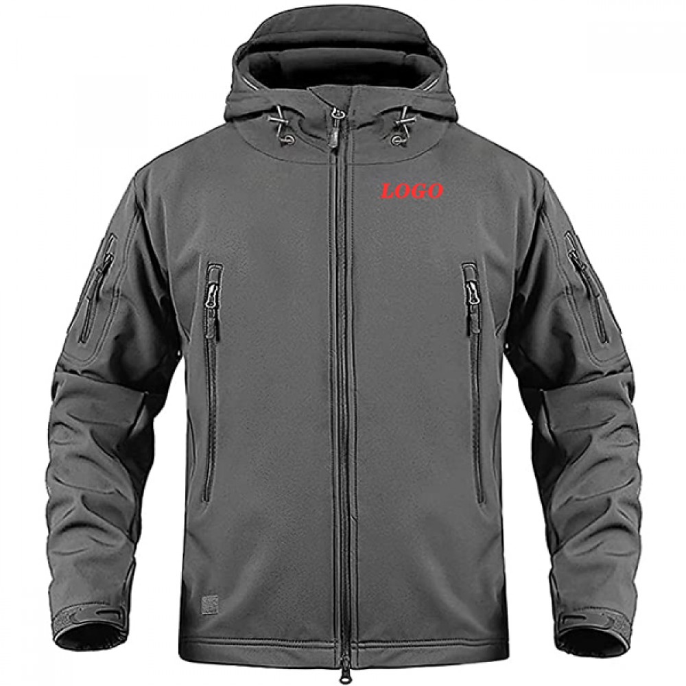 Men's Outdoor Climbing Windproof Tactical Soft Jacket Hooded Coat with Logo