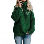 Customized Turtleneck Ribbed Knit Pullover Sweaters
