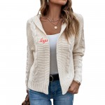 Custom Open Front Cable Knit Crop Tops Cardigan Sweater