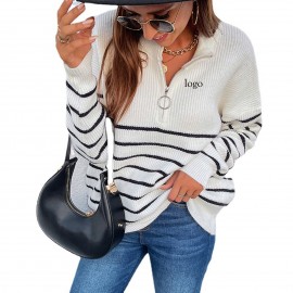 Custom Striped Pullover Sweater Tops