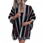 Customized Knit Open Front Tassel Fall Loose Sweater Cover Up
