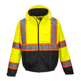 Hi-Vis 2-In-1 Contrast Tape Bomber Jacket with Logo