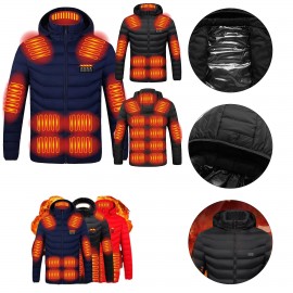 Heated Hooded Down Jacket with Logo