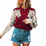 Leopard Print Knitted Pullover Sweaters with Logo