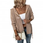 Hooded Zipped Cardigan Sweater with Logo