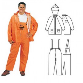 Promotional PVC Polyester 3 Piece Orange Rainsuit