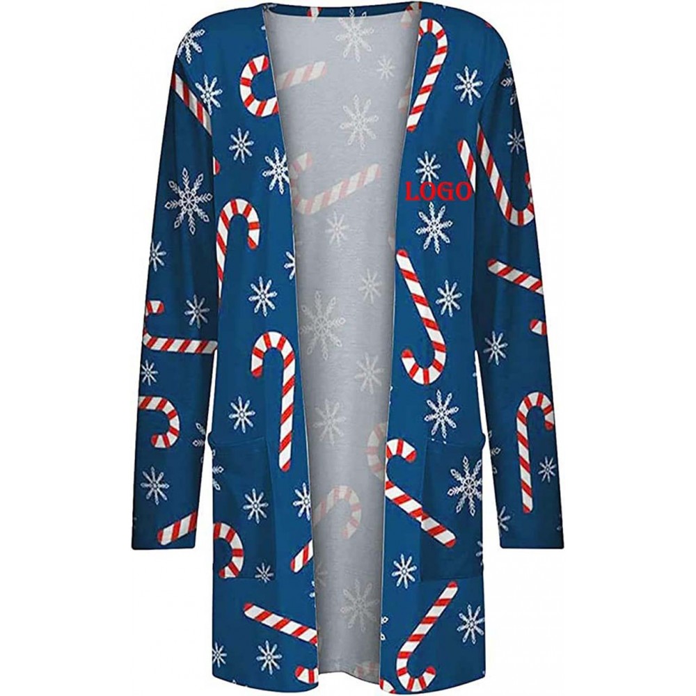 Christmas Lightweight Open Front Cardigan with Logo