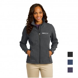 Eddie Bauer Ladies Shaded Crosshatch Soft Shell Jacket with Logo