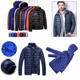 Men's Packable Down Jacket Lightweight Puffer Coat with Logo
