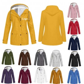 Waterproof Ladies Hoodie Winter Fleece Jacket with Logo