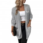 Open Front Cable Knit Cardigan Sweater with Logo