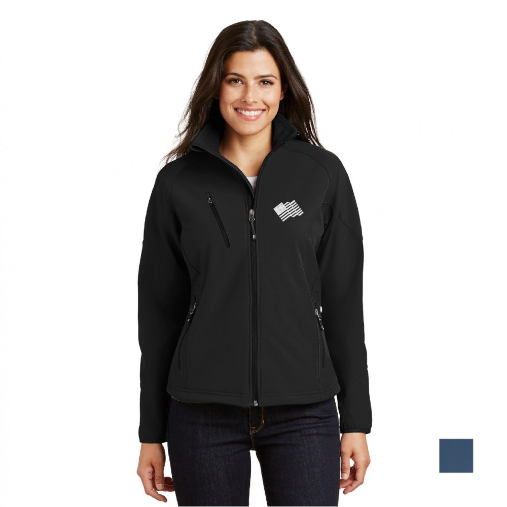 Port Authority Ladies Textured Soft Shell Jacket with Logo Port Authority Ladies Textured Soft Shell Jacket with Logo