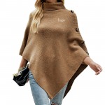 Customized Turtleneck Loose Button Shawls Sweater