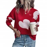 Crew Neck Heart Pattern Sweater with Logo