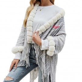 Customized Faux Fur Shawl Wrap Cloak Cardigan