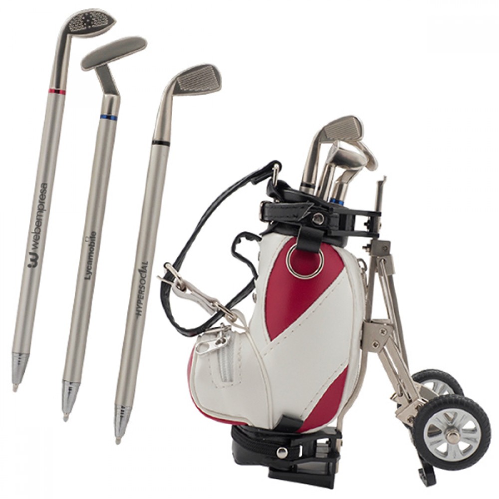 Golf Bag and Irons Pen Gift Set Logo Printed Golf Bag and Irons Pen Gift Set Logo Printed