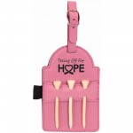 Pink Laser Engraved Leatherette Golf Bag Tag with 3 Wooden Tees (5" x 3 1/4") Logo Printed
