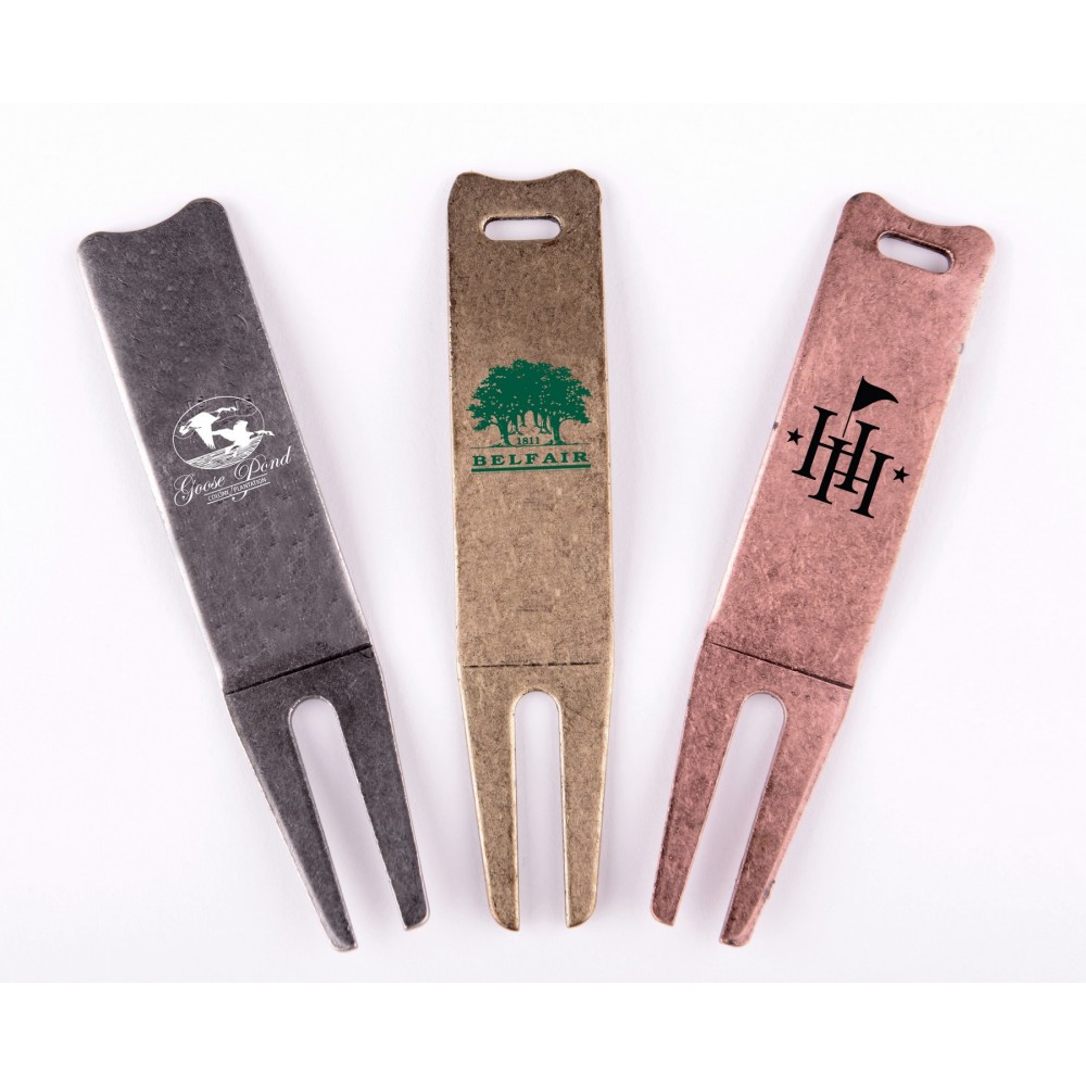 Wave Bent Fork Divot Tool - printed Custom Imprinted