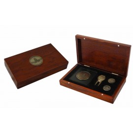 Custom Branded Rosewood Finish Gift Kit bag tag, repair tool, 2 ball markers  Custom Branded Rosewood Finish Gift Kit bag tag, repair tool, 2 ball markers