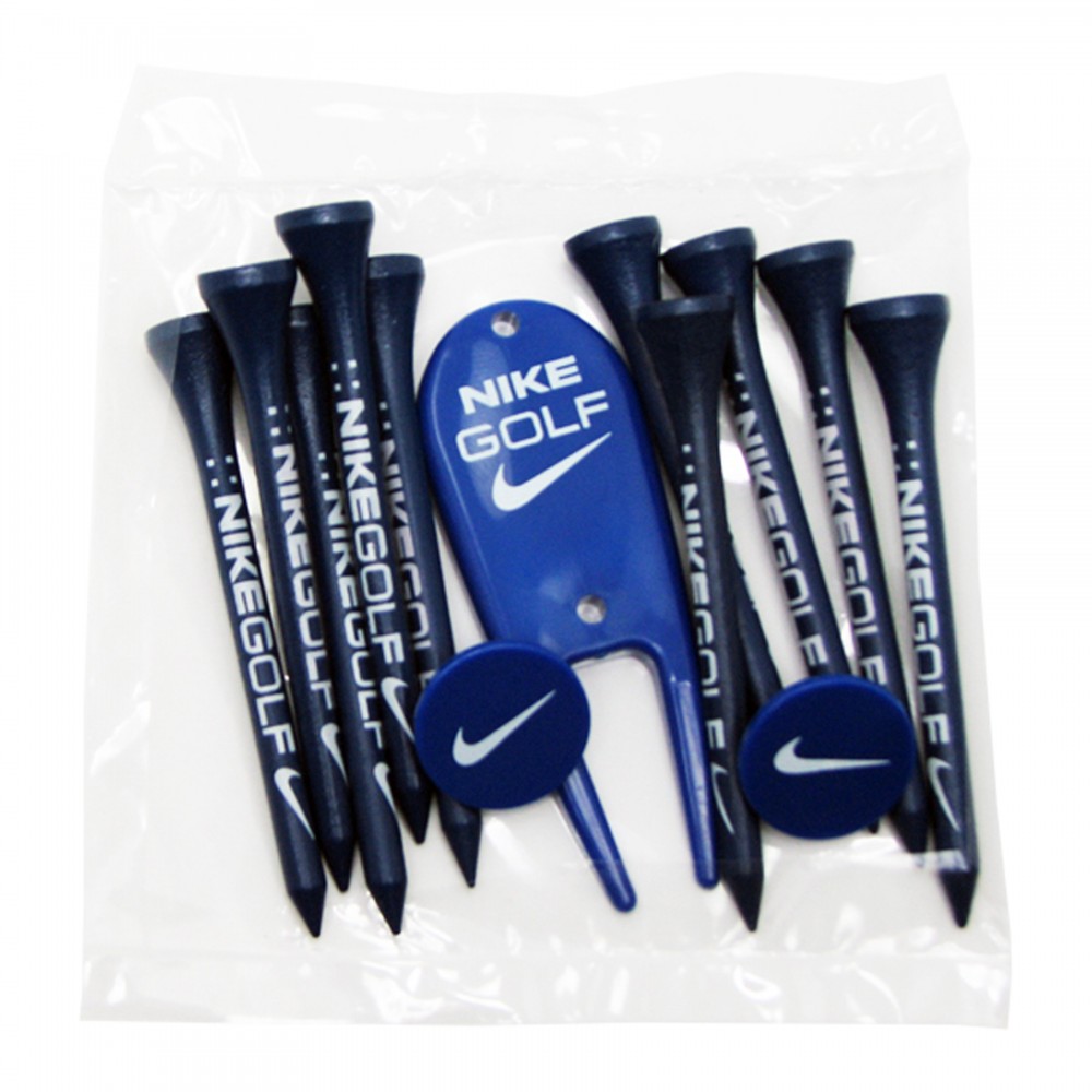 Golf Tee Poly Packet with 10 Tees, 2 Ball Markers & Divot Tool Custom Imprinted