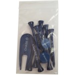 Golf Tee Polybag Combo Pack with (10) 2 3/4 Inch Tees, (2) Ball Marker and (1) Divot Tool Custom Branded