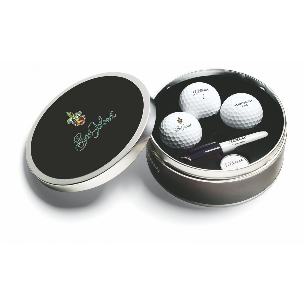 Custom Branded Titleist 3-Ball Tin with New TruFeel balls & Custom Lid