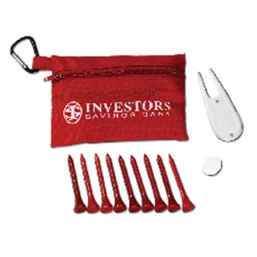 Logo Printed Full Color Deluxe Golf Kit in Zippered Pouch