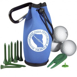 Logo Printed Golf Kit In Carabiner Bag