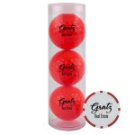 3-Ball Tube w/Colored Golf Balls & Poker Chip Ball Marker Custom Branded