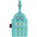 Teal Laser Engraved Leatherette Golf Bag Tag with 3 Wooden Tees (5" x 3 1/4") Logo Printed