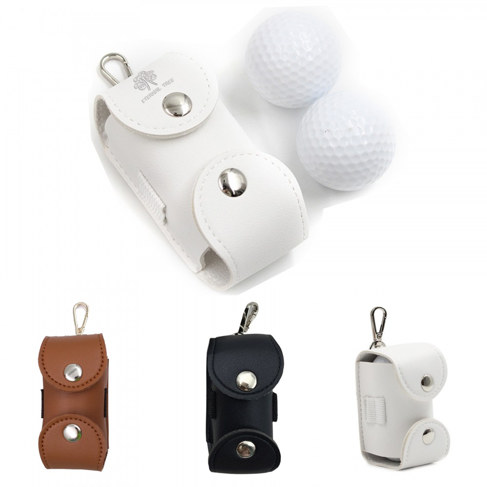 PU Leather Golf Ball Pouch Golf Bag Waist Pack Custom Imprinted