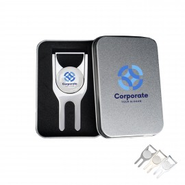Custom Imprinted Divot Repair Multi Tool With Ball Marker Gift Tin  Custom Imprinted Divot Repair Multi Tool With Ball Marker Gift Tin