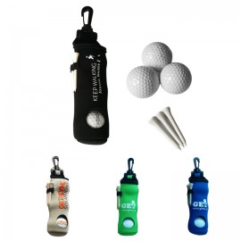 Logo Printed Neoprene Golf Ball Pouch Golf Bag Tee Holder With 3 Balls 3 Tees  Logo Printed Neoprene Golf Ball Pouch Golf Bag Tee Holder With 3 Balls 3 Tees