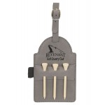 Custom Imprinted Gray Golf Bag Tag with 3 Tees, Laserable Leatherette