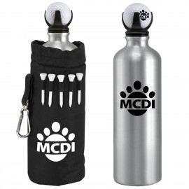 Logo Printed 22 Oz. Gavin Stainless Steel Golf Bottle Set w/Bag