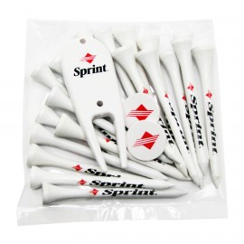 Golf Tee Poly Packet with 20 Tees, 2 Ball Markers & Divot Tool Custom Imprinted  Golf Tee Poly Packet with 20 Tees, 2 Ball Markers & Divot Tool Custom Imprinted