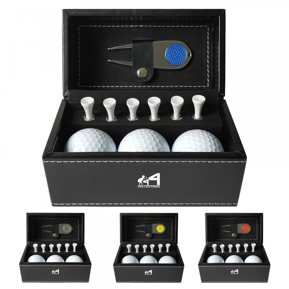 Golf Leather Box Set Custom Imprinted