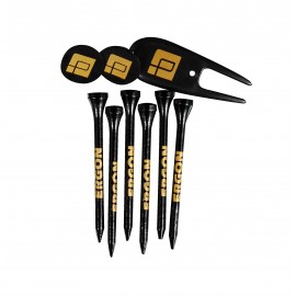 Combo Golf Pack with Ball Marker/ Divot Tool & 6 Extra Long Wooden Tees (3-1/4") Custom Imprinted