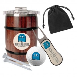 Custom Imprinted Orca Whiskey Barrel Golf Kit  Custom Imprinted Orca Whiskey Barrel Golf Kit