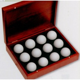 Logo Printed Rosewood Finish Box w/ 2" Club Lorente Medallion, Holds 12 Golf Balls
