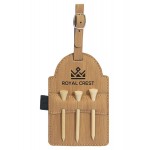 Bamboo Golf Bag Tag with 3 Tees, Laserable Leatherette Custom Imprinted