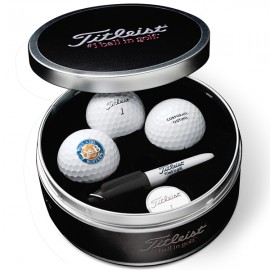 Custom Imprinted Titleist 3-Ball Tin - Titleist Lid