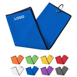 Custom Imprinted Tri-fold Golf Towels with Carabiner Clip