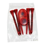 Golf Tee Poly Packet with 4 Tees, 1 Ball Marker & 1 Divot Tool Custom Imprinted