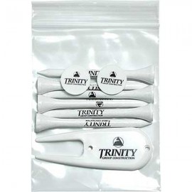 Custom Imprinted Golf Tee Polybag Combo Pack with (6) 3 1/4 Inch Tees, (2) Ball Markers and (1) Divot Tool